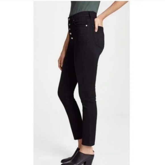CITIZENS OF HUMANITY OLIVIA PETITE HIGH RISE SLIM ANKLE BLACK BUTTON FLY JEANS - Picture 4 of 14